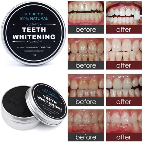 Black Teeth Whitening Powder Natural Organic Activated Charcoal Bamboo