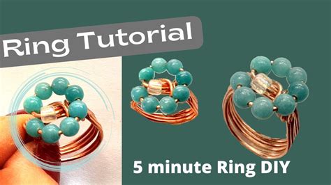 Circle Blue Bead Ring Diywire Wrap Beginner Ringamazonite Ring