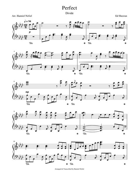 Ed Sheeran Perfect Piano Arrangement Sheet Music For Piano Solo