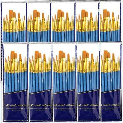 Paint Brush Set 10 Pack 100 Pcs Round Tip Paint Brushes Nylon Hair Artist Paint Brushes For