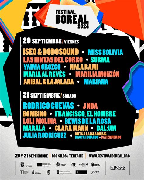 Cartel Musical por días del Festival Boreal 2024Del 18 al 22 de