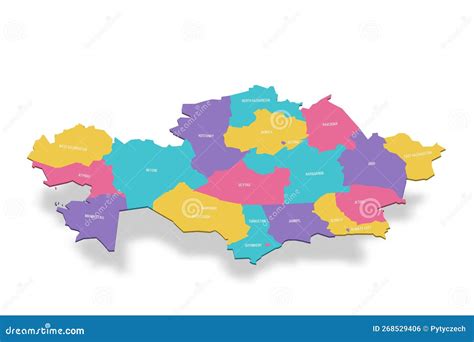 Kazakhstan Political Map Of Administrative Divisions Vector