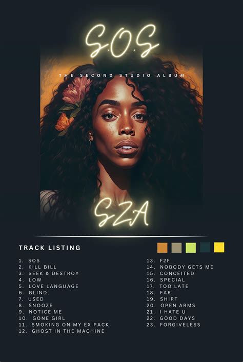 Sza Album Cover Sos Album Cover Sza Print Sza Album Sos Album Sza Digital Print Sza