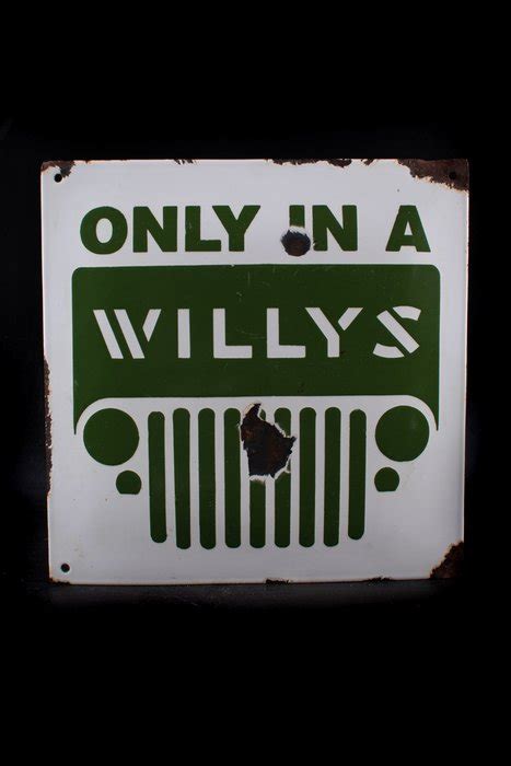 Sign Antique Jeepwillys Emblemlogo Enamel Handmade Jeep