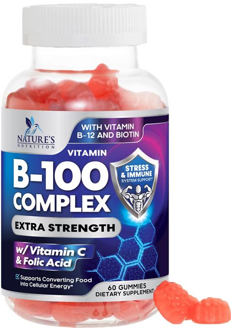 Super B Complex Vit C Folic Acid Niacin B6 B12 Biotin Supplement 60 Gummies