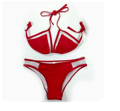 Bikini Con Transparencia Rojo S