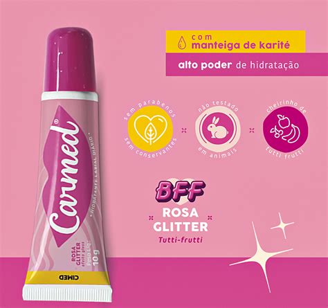 Hidratante Labial Cimed Carmed BFF Rosa Glitter Beleza Na Web