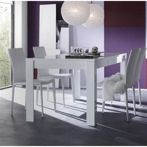 Table à manger blanc laqué design ESMERALDA Table 160 cm Achat Vente