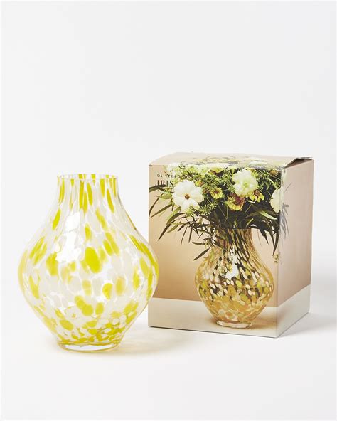 Iris Yellow Spot Glass Vase Oliver Bonas IE