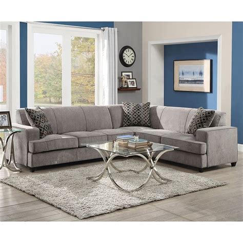 Coaster Fabric Sleeper Sectional in Gray - 500727