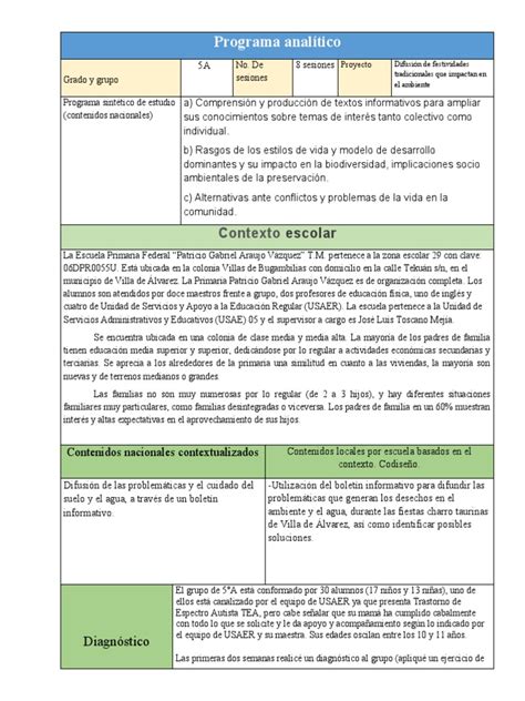 Programa Analítico 5a 2023 Pdf Residuos Evaluación