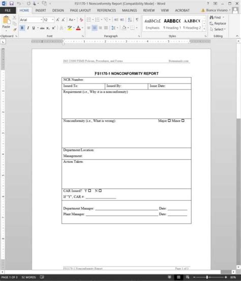 Sample Of Non Conformance Report Calep Midnightpig Co For Quality Non