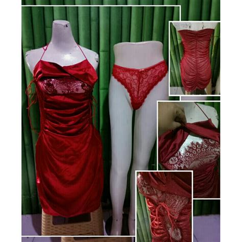 Jual Set Lingerie Merah Brukat Set Cd Shopee Indonesia