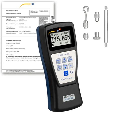 Medidor de fuerza PCE PFG 200 ICA incl certificado de calibración ISO