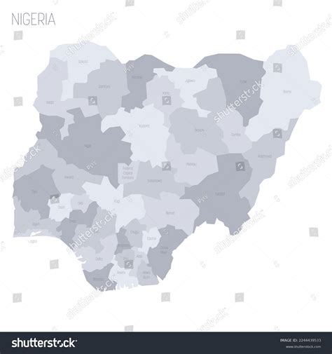 Nigeria Political Map Administrative Divisions States Stock Vector