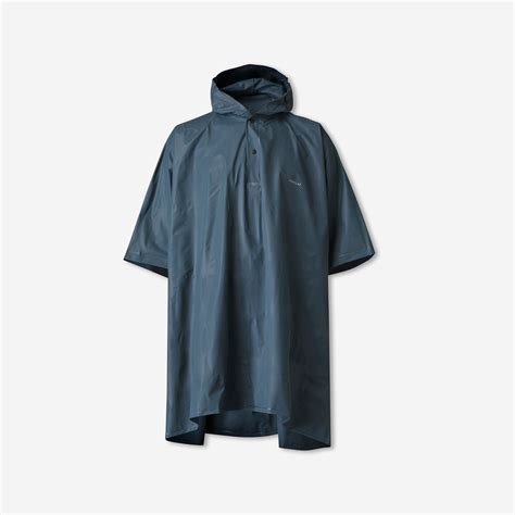 Hiking Rain Poncho MT 50 Hurricane Blue Forclaz Decathlon