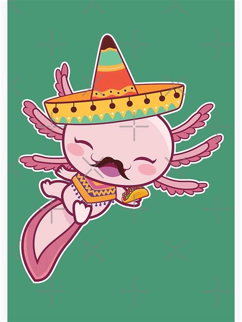 Lámina fotográfica Mexican Axolotl Cinco De Mayo Poncho Sombrero Taco