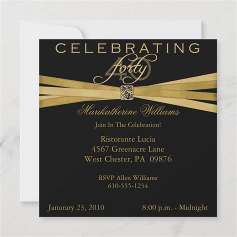 Elegant 40th Birthday Party Invitations Zazzle