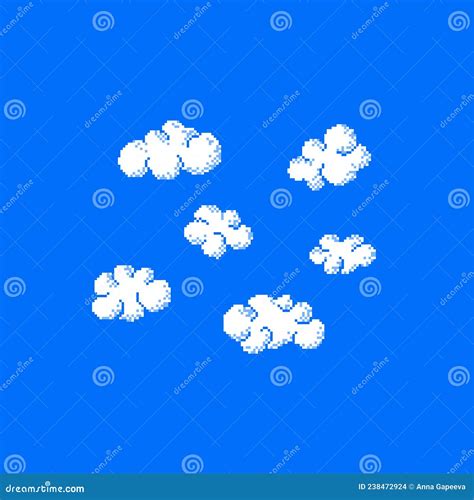 Pixel Art Sky Clouds 8 Bit Skyline Retro Video Game Cloud Landscape