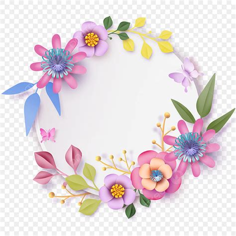 Floral Round Border PNG Picture Round Textured Paper Cut Floral Flower