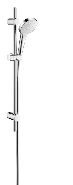 Pommeau De Douche 3 Jets Flexible Et Barre Chrome Blanc Hansgrohe