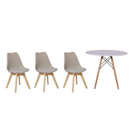 Kit Mesa Jantar Eiffel 120cm Branca 03 Cadeiras Leda Nude Leroy