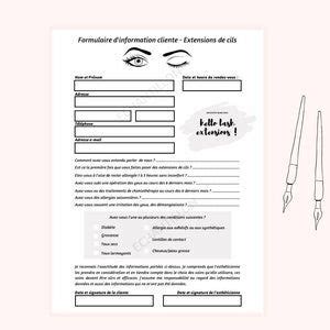 Formulaires D Extensions De Cils D Information Cliente Formulaire De