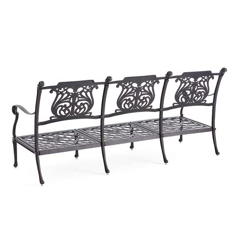 Naples Aged Bronze Cast Aluminum With Cushions 3 Pc Sofa Group Club