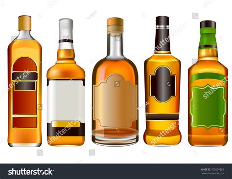 Realistic Colorful Alcohol Bottles Set Stock Vector Royalty Free