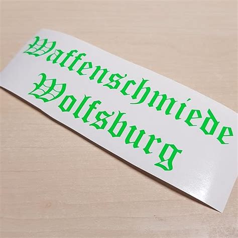 Waffenschmiede Wolfsburg Neon Gr N Shocker Hand Auto Aufkleber Jdm