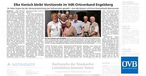 Elke Hanisch Bleibt Vorsitzende Im Vdk Ortsverband Engelsberg Ovb