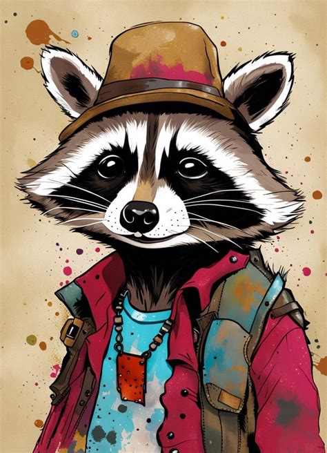 Hip Rainbow Splatter Raccoons V6 Ai Generated Artwork Nightcafe Creator