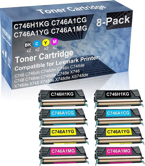 Amazon 8 Pack 2BK 2C 2Y 2M Compatible C748 C748de C748dte C748e