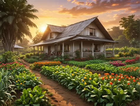 Philippine Farmhouse With Sunrise And Garden MUSE AI