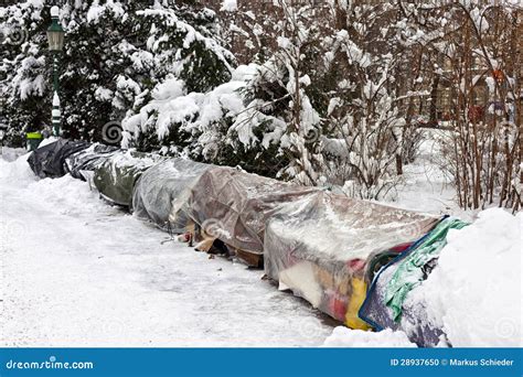 Roost of Homeless People in Winter Stock Photo - Image of nature, blanket: 28937650