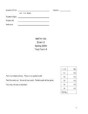 Fillable Online Math Tamu Student Print Last First Middle Section