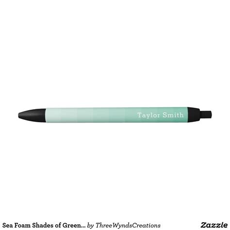 Sea Foam Shades Of Green Stripes Youthful Black Ink Pen Personalized