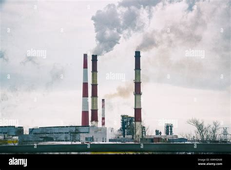 Rauchende Schlote Der Anlage Rauchendem Schornstein Einer Fabrik