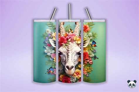 3D Giraffe Tumbler Wrap Graphic By Pandastic Creative Fabrica