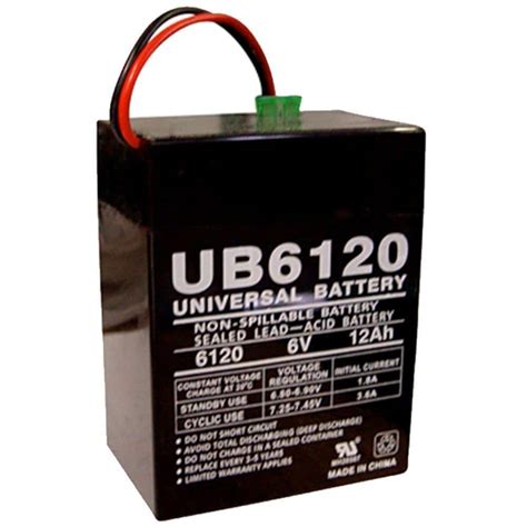 Upg 6 Volt 12 Ah Wire Lead With P2 Terminal Sealed Lead Acid Sla Agm Rechargeable Battery