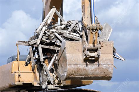 Excavator Digging Rubble Machinery Photo Background And Picture For