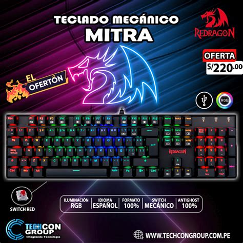 TECLADO MECANICO MITRA REDRAGON SWITCH RED