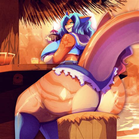 Rule 34 Anthro Big Ass Big Breasts Big Butt Blue Hair Fangs Huge Ass