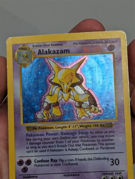 Pokémon TCG Alakazam Shadowless Base Set 1 102 Holo Rare HP Fast Ship