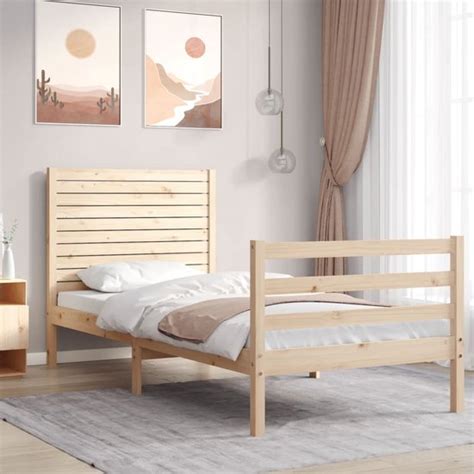 The Living Store Bedframe Met Hoofdbord Massief Hout Ft Single