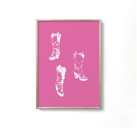 Pink Cowgirl Boot Print Pink Boot Wall Decor Cowgirl Wall Etsy