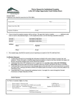 Fillable Online Adams Cof Waiver Request Form Pdf Adams State