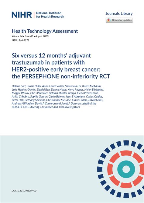 Pdf Six Versus 12 Months Adjuvant Trastuzumab In Patients With Her2