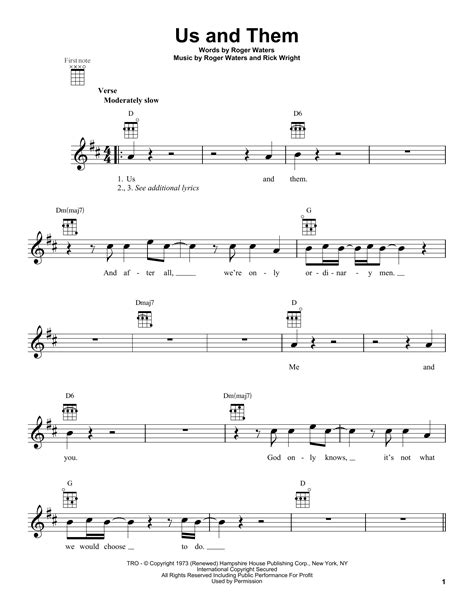 Us And Them Sheet Music Direct