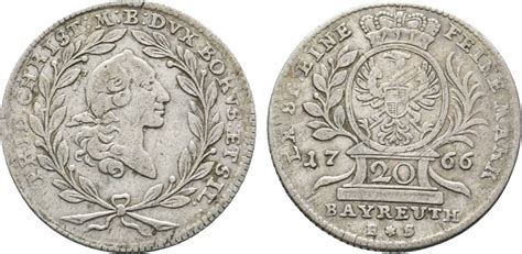 Brandenburg Bayreuth 20 Kreuzer 1766 ES Bayreuth Friedrich Christian